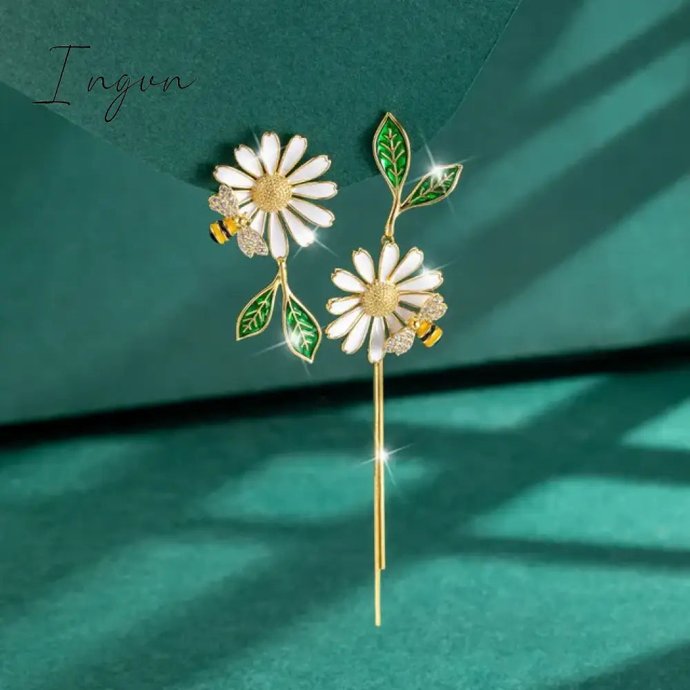 New Korean Flower Asymmetrical Dangle Earrings for Women Long Tassel Butterfly Imitation Pearl Cat Drop Earring Party Jewelry