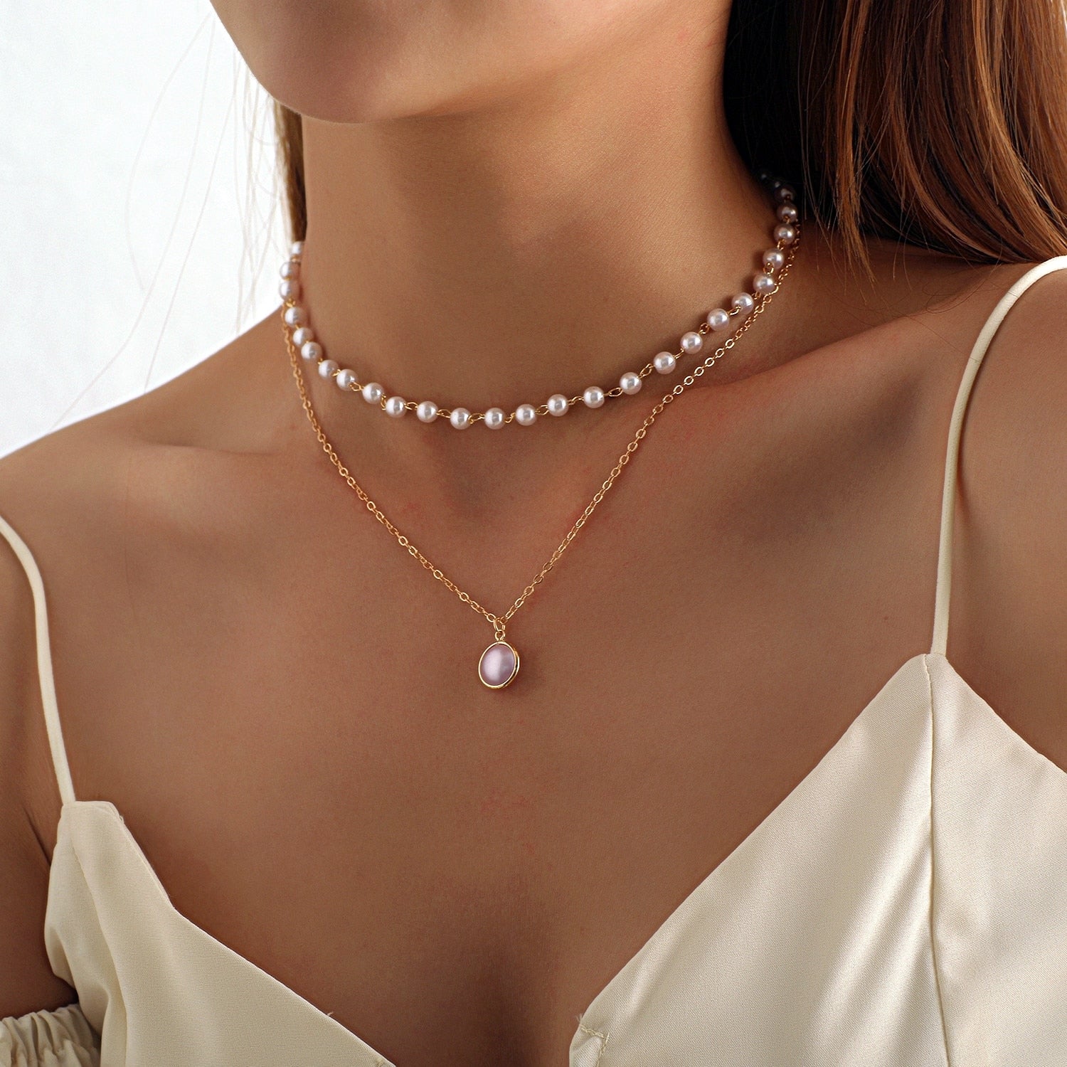 Retro Portrait Exaggerated Thick Chain Necklace Double Layer Cool Chain Hip Hop Necklace Short Clavicle Chain Accessories