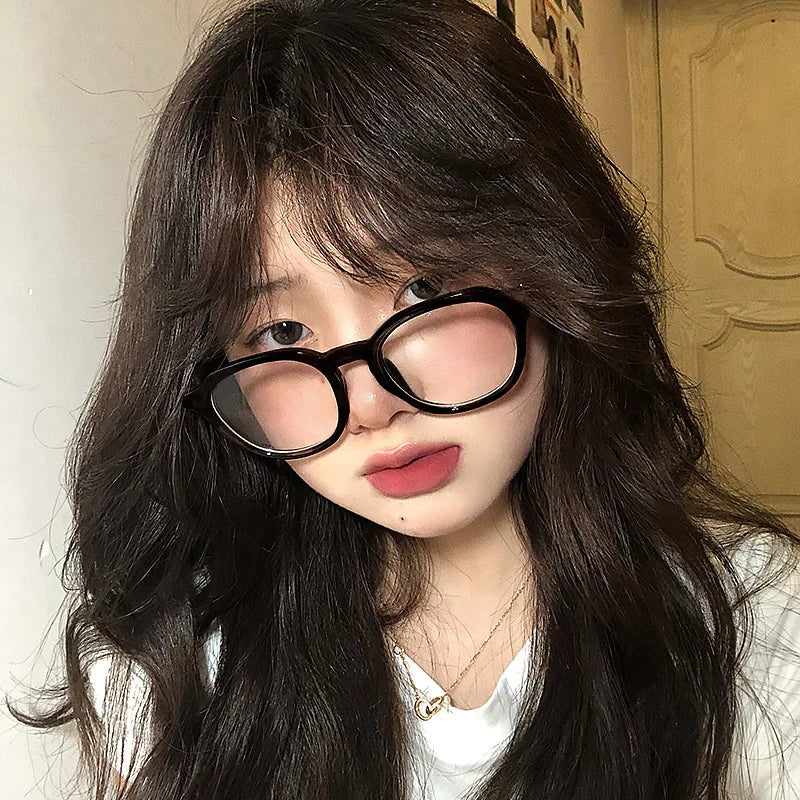 INGVN  Korean Transparent Glasses Frame Women Lovely Plain Glasses Men Eyewear Cute Decorative Computer Glasses