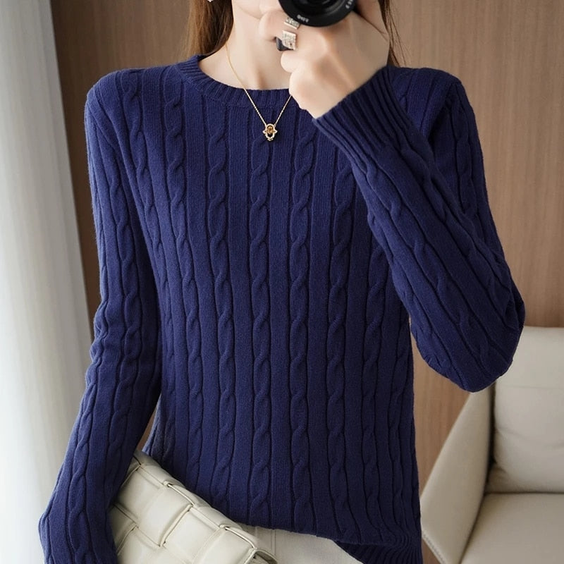Brandy Mandy Sweaters Women White Knit Sweater Autumn Winter V Neck Long Sleev Knitted Sweater Navy Pullover Brandy Girl Sweater