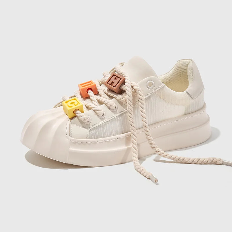Ingvn  Ladies Shoes Round Toe Women Footwear High On Platform Off White Low Sale Offers Stylish A Light Korean Original Urban 39