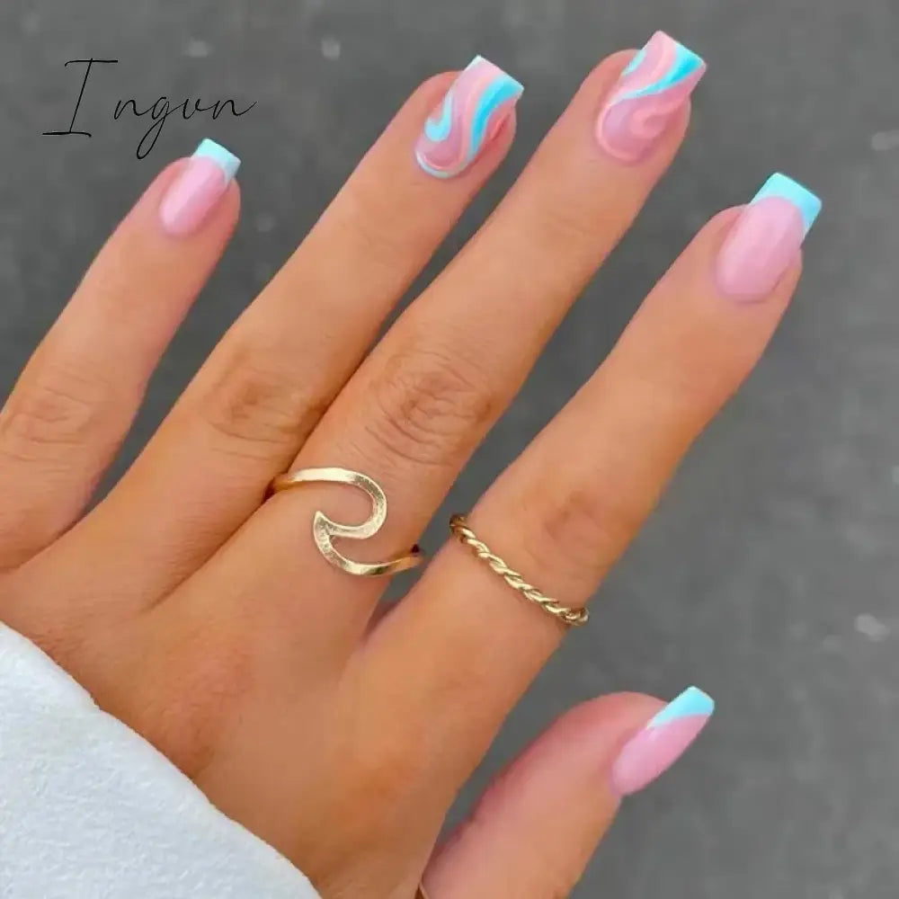 24Pcs French Tip  Press on Nails Short Coffin False Nails Simple Wearable Fake Nails Frosted Full Cover Press on Nail Tips Art