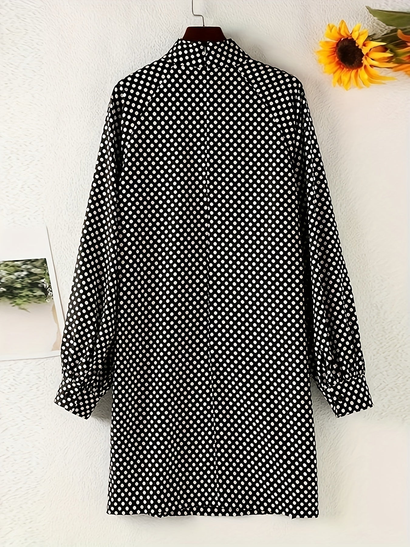 Chic Polka Dot Print Mock Neck Long Sleeve Mini Dress - Fashionable & Flattering Womens Clothing for Everyday Chic Style