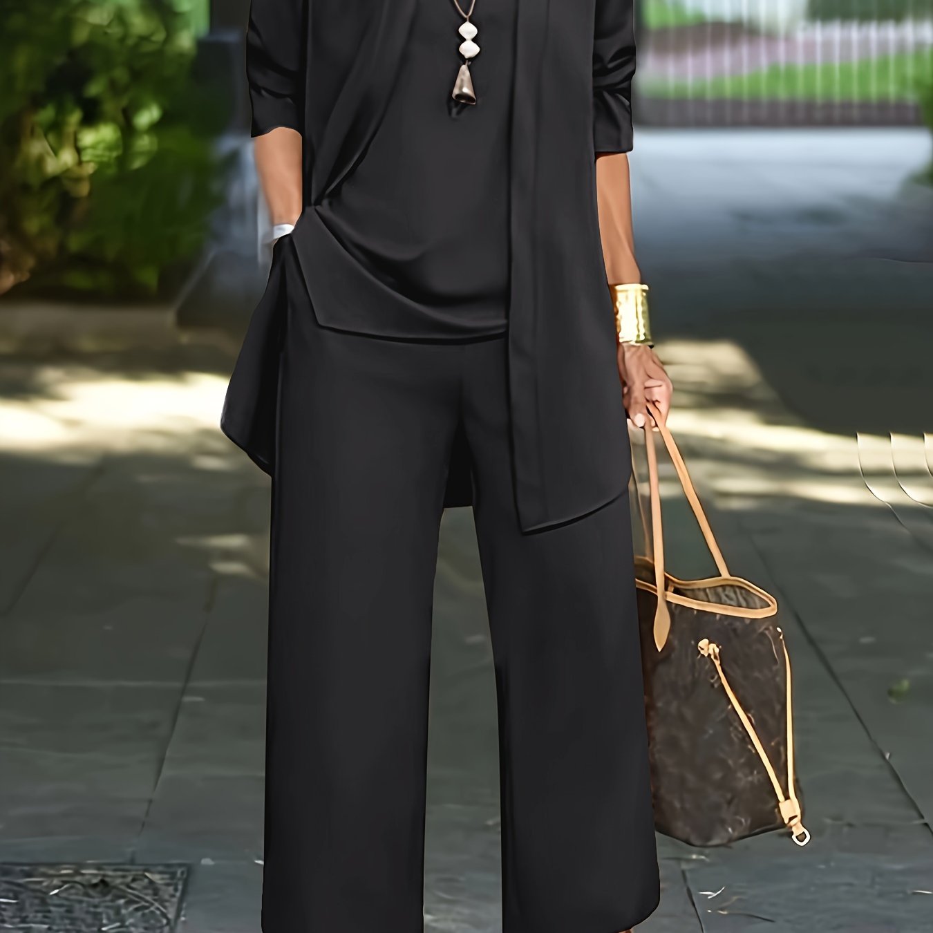 Chic Solid Three-Piece Outfit Set - Comfy Long Sleeve Cardigan, Versatile Top & Sleek Pants - Everyday Casual Wear for Women