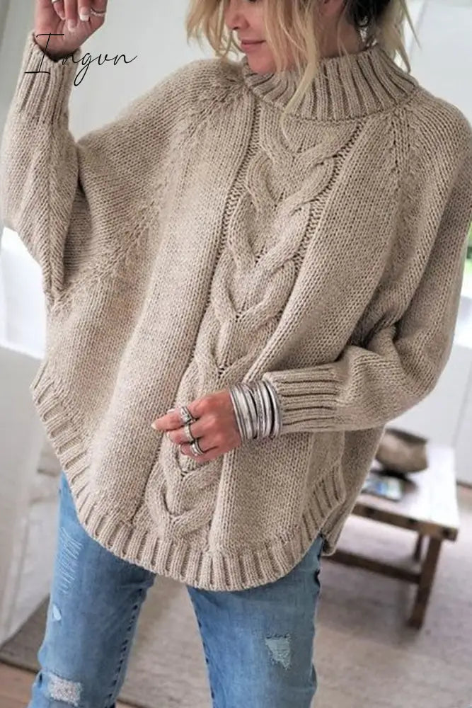 Ingvn - Turtleneck Loose Knitted Pullover Jumper Sweater(3 Colors)
