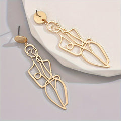 1 Pair Exquisite Abstract Human Figure Dangle Earrings - Elegant Simplistic Modern Style, Cute Statement Jewelry for Daily Wear, Women's Fashion Accessories with Hypoallergenic Posts and Clasps