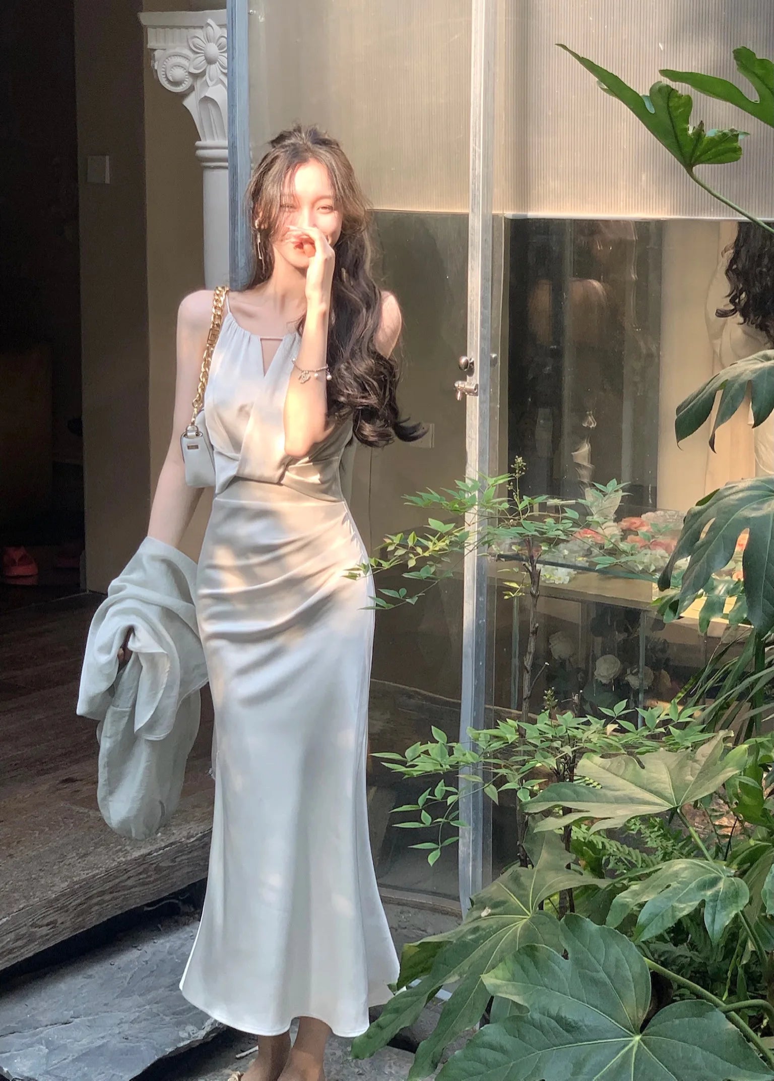 Sexy Sleeveless Satin Mermaid Long Dresses for Women New Summer French Elegant Fashion Slim Solid Tank Evening Party Robe