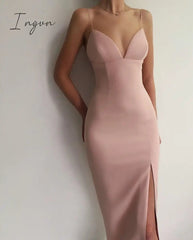 Ingvn - RO New Summer Women White Bodycon Bandage Sexy V Neck Spaghetti Strap Club Celebrity Evening Runway Party Long Dresses For Women