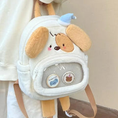 Ingvn  Cute Dog Womens Backpack Plush Cartoon Fashion Small Backpack Fluffy Lolita Jk Transparent Harajuku Kawaii Female Ita Bag