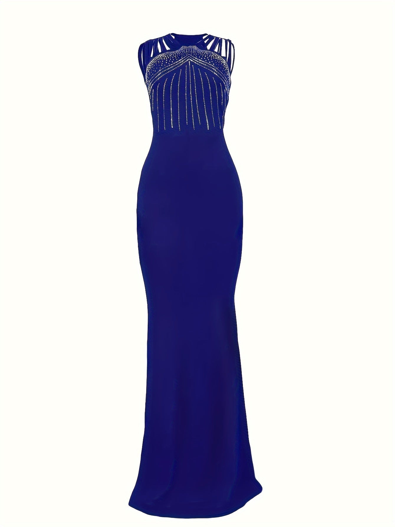 Rhinestone Bodycon Party Evening Dress, Sexy Sleeveless Solid Color Dress, Women's Clothing For Party Dressing