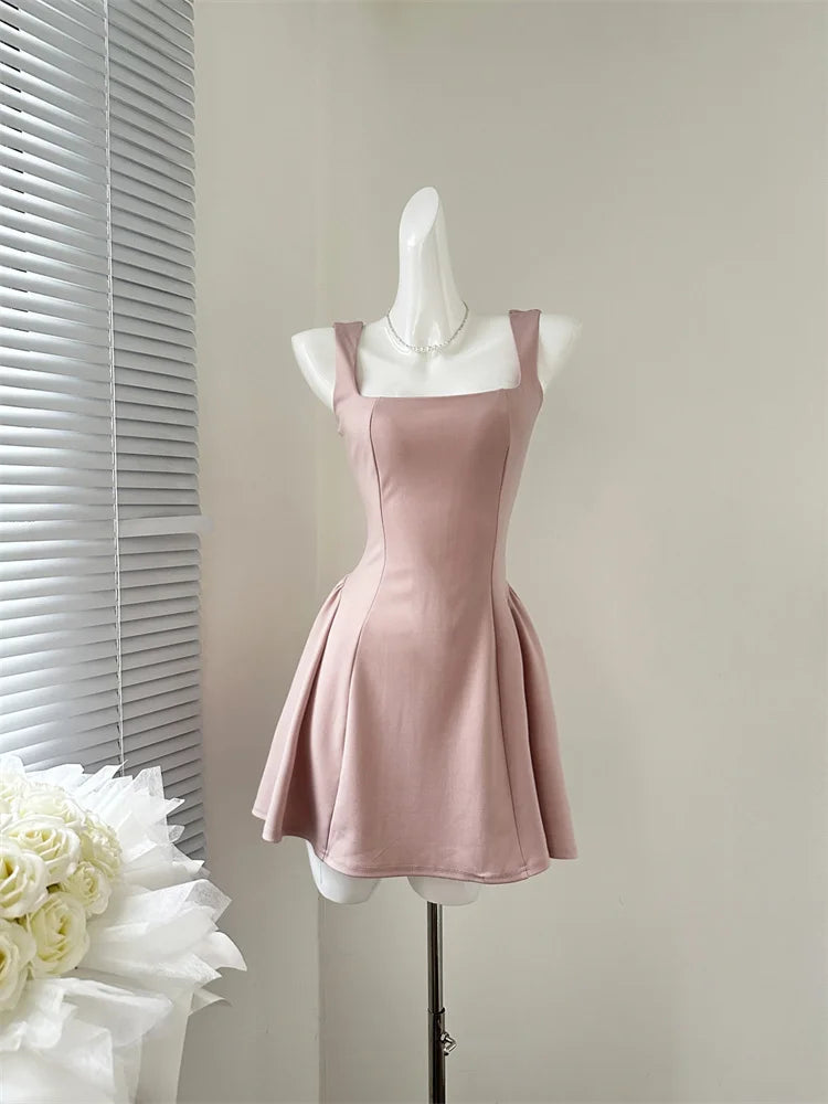 Even Party Red Dress Women Casual Elegant Clothing One Piece Dress Korea Fashioon Summer Sleeveless Strap Mini Dress Female