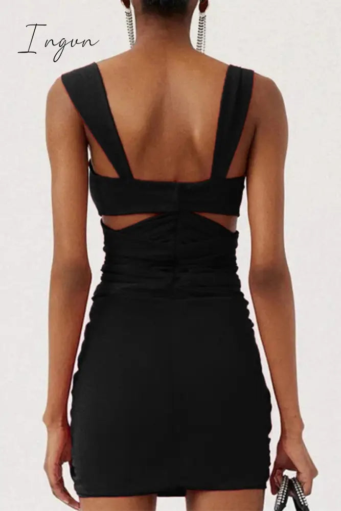 Ingvn - Sexy Solid Patchwork Backless Swimwears (With Paddings)