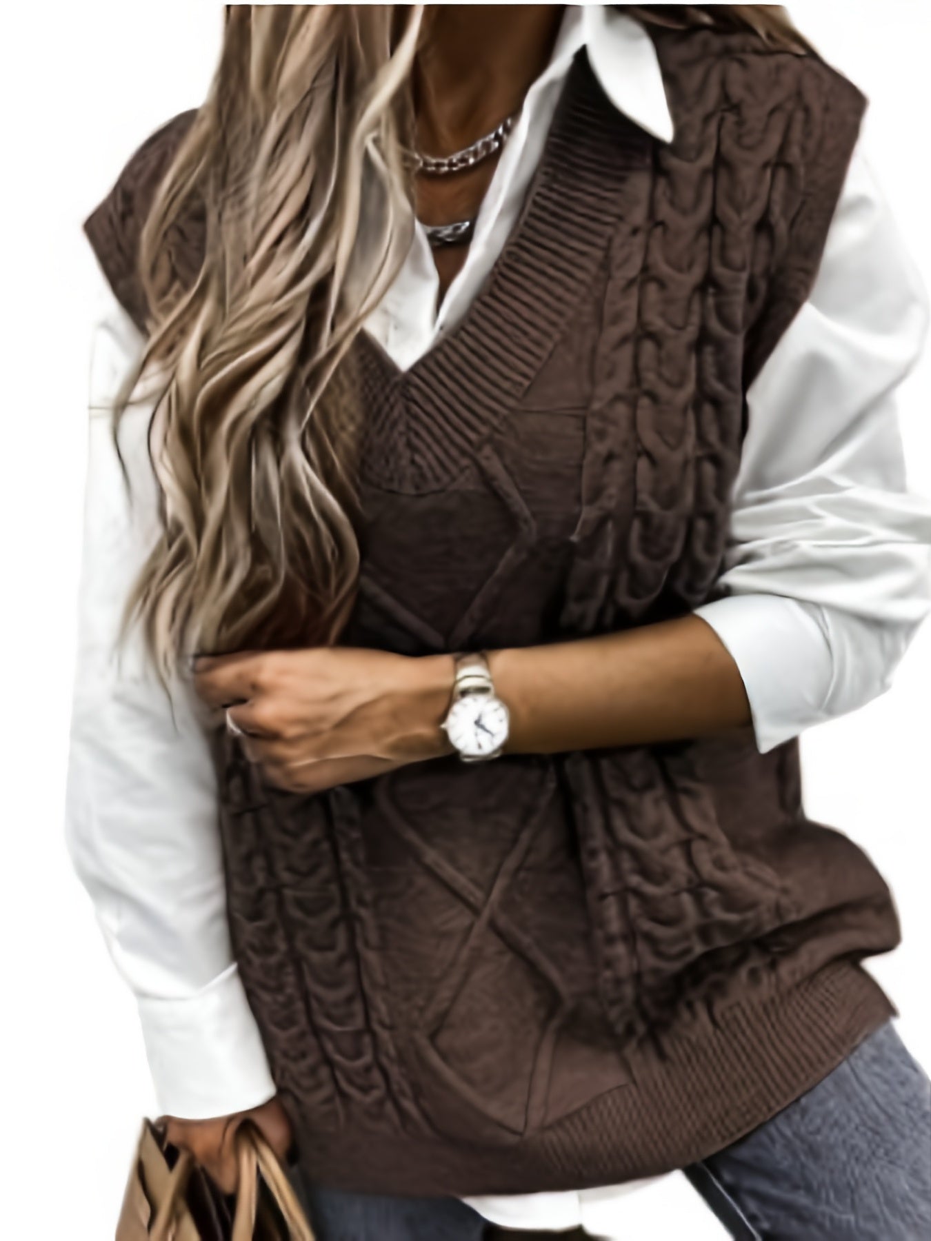 V-Neck Knit Vest: Casual, Comfortable & Chic - Perfect for Spring/Fall, Solid Color, With Mid-Stretch for a Flattering Fit