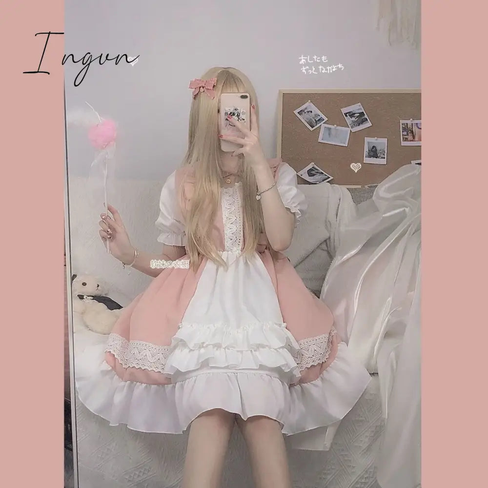 Ingvn - Quality Kawaii Lolita Style Dress Women Lace Maid Costume Dress Costume Sweet Gothic Party Robe Renaissance sSpring