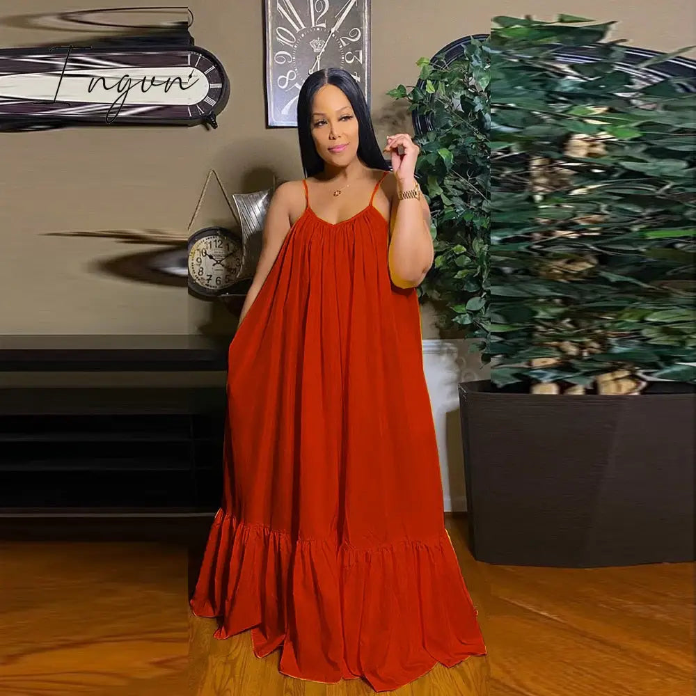 Ingvn - Tmustobe Sexy Sleeveless Solid Color Elegant Long Dress Women Summer Casual Fashion Plus Size Mid Waist Dress 11 Colors Female