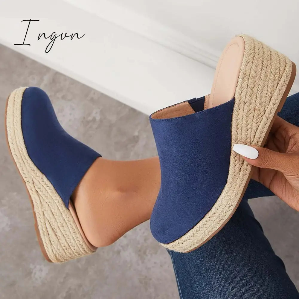 Ingvn - Espadrilles Mule Wedges Slip on Backless Sandals