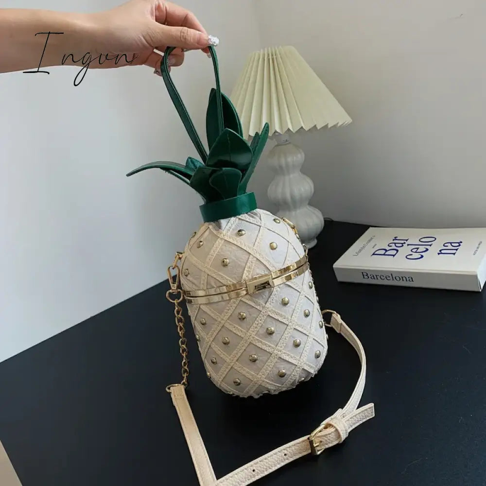 Ingvn - Women Bag 2024 Fashion Cute Pineapple Design Shoulder Bag Originality Design Ladys Crossbody Bag Metal Chain Handbag