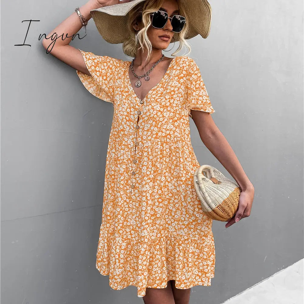 Ingvn - Hot Sale Spring Summer V Neck Dresses