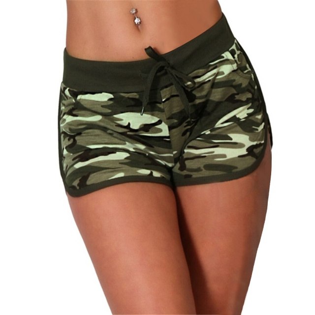 Women Sport Yoga Shorts Women Ladies Cool Shorts Short Fitness Camouflage Elastic Running Outdoor Broadcloth Print Polyester