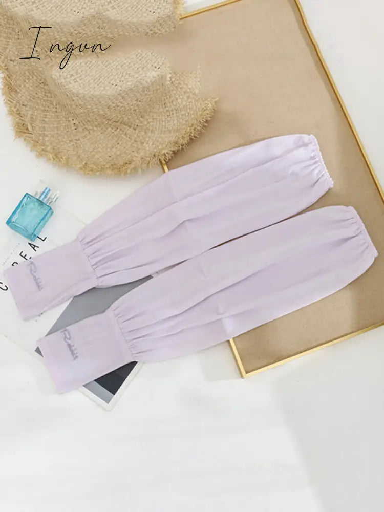 Ingvn - Solid Color Ice Silk Loose Sun Protection Sleevelet