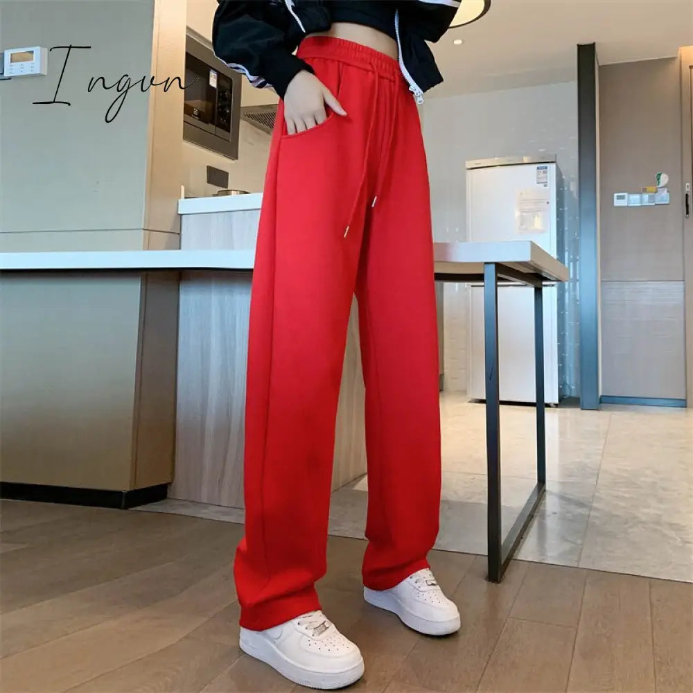 Ingvn - Sweatpants Women 2023 New Streetwear Pants High Waist Loose Trousers Casual Straight Sport Wide Leg Baggy Pants Joggers