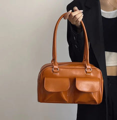 INGVN  Vintage Tender Preppy Girls Shoulder Bags Streetwear Fashion All Match Handbags Women Casual Solid Underarm Bag Y2k Aesthetic
