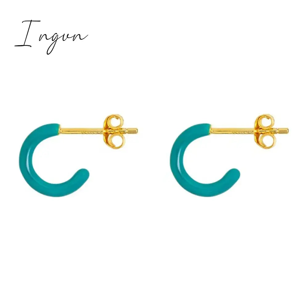 Trendy Simple Colorful Hoop Earrings for Women Exquisite Gold Plated Needle Studs Sweet Elegant Party Jewelry Girlfriend Gifts