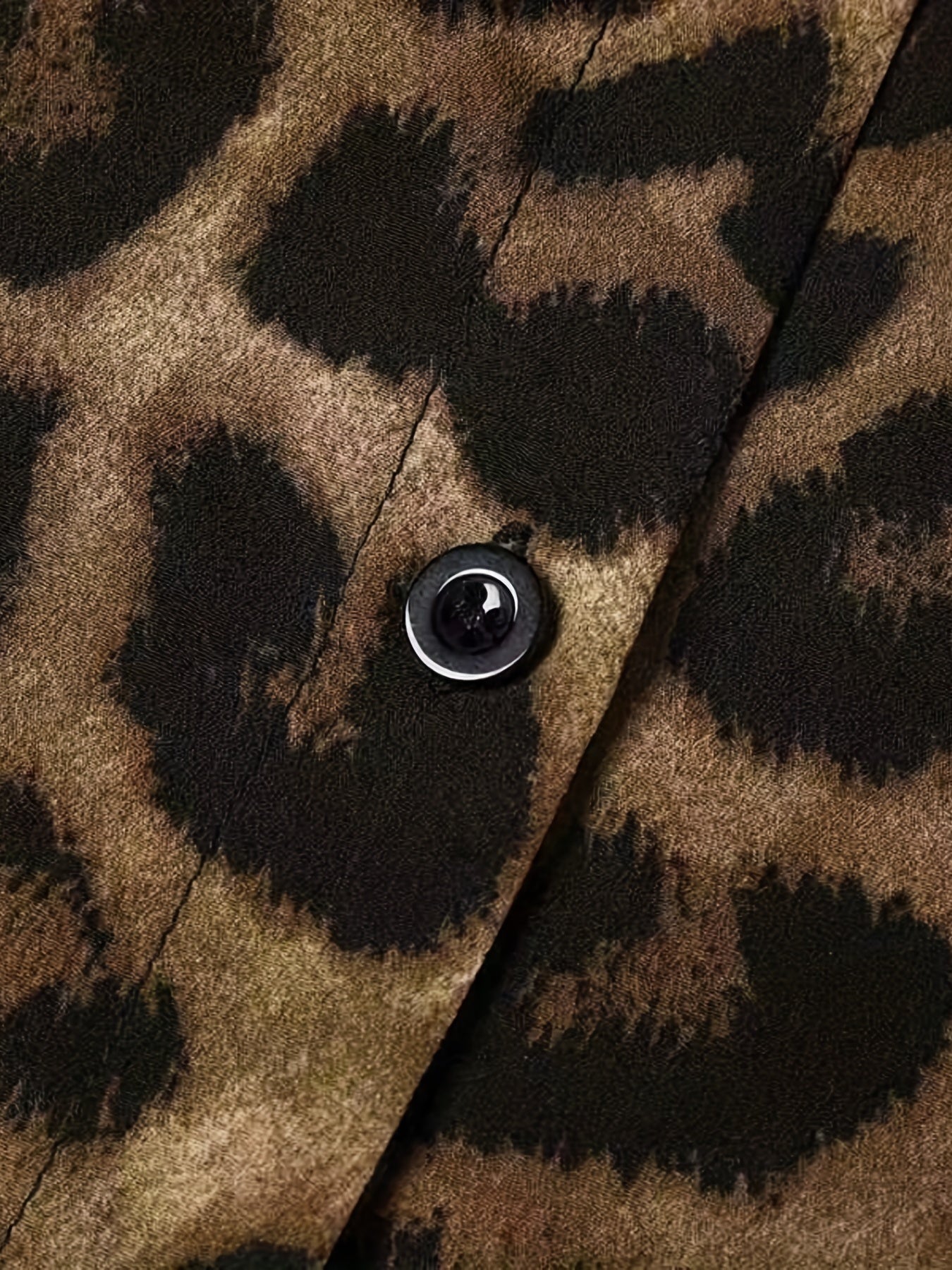 Two-piece Set, Leopard Print Button Front Long Sleeve Shirt & Wide Leg Pants Outfits, Women's Casual Clothing