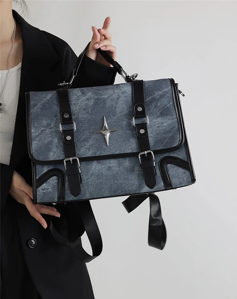 INGVN  2024 New Trendy Fashion Students Schoolbags High-capacity Preppy Women Shoulder Handbags Vintage Y2k Aesthetic Star Backpacks