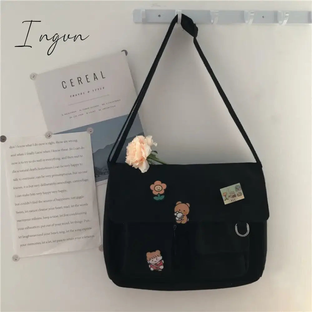 Ingvn - Women Simple Crossbody Bags Cute Casual Satchel Ladies Shoulder Bag Pouch Girls Canvas Cross School Bags Purse