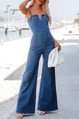 Ingvn - Casual Simplicity Solid Patchwork Regular Jumpsuits