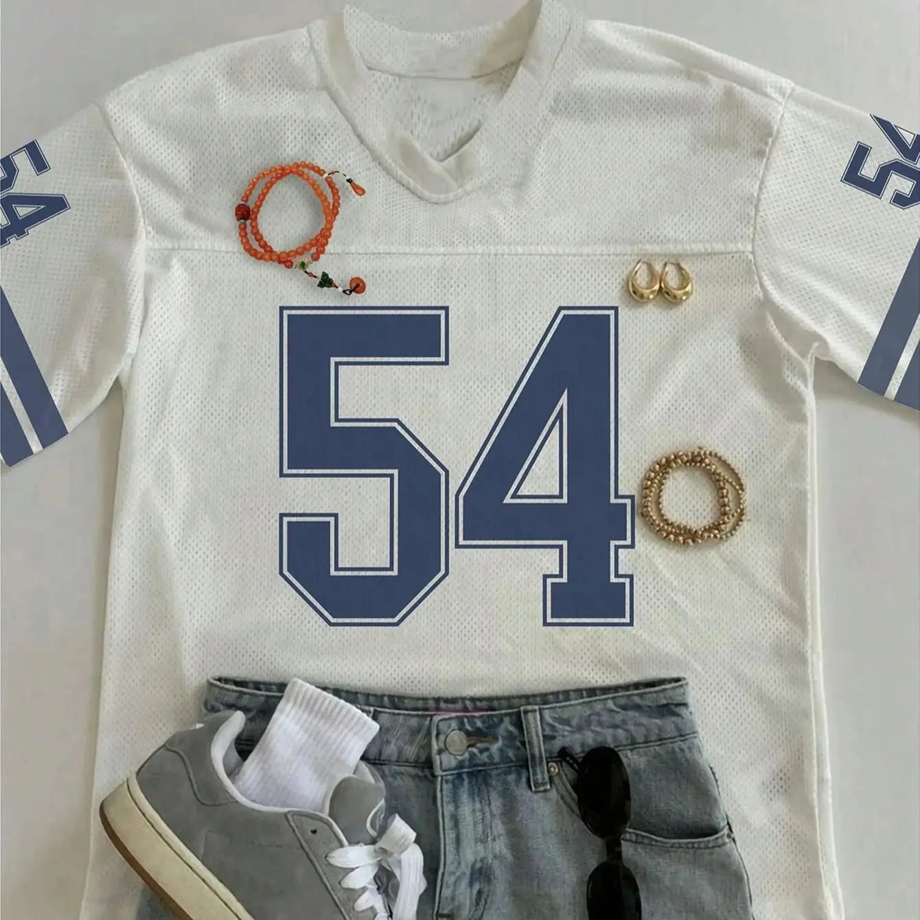 Women'S Summer Digital Printed Mesh Jersey T-Shirt V-Neck Breathable Short Sleeved Fashionable Streetwear Y2k Casual Women'S Top