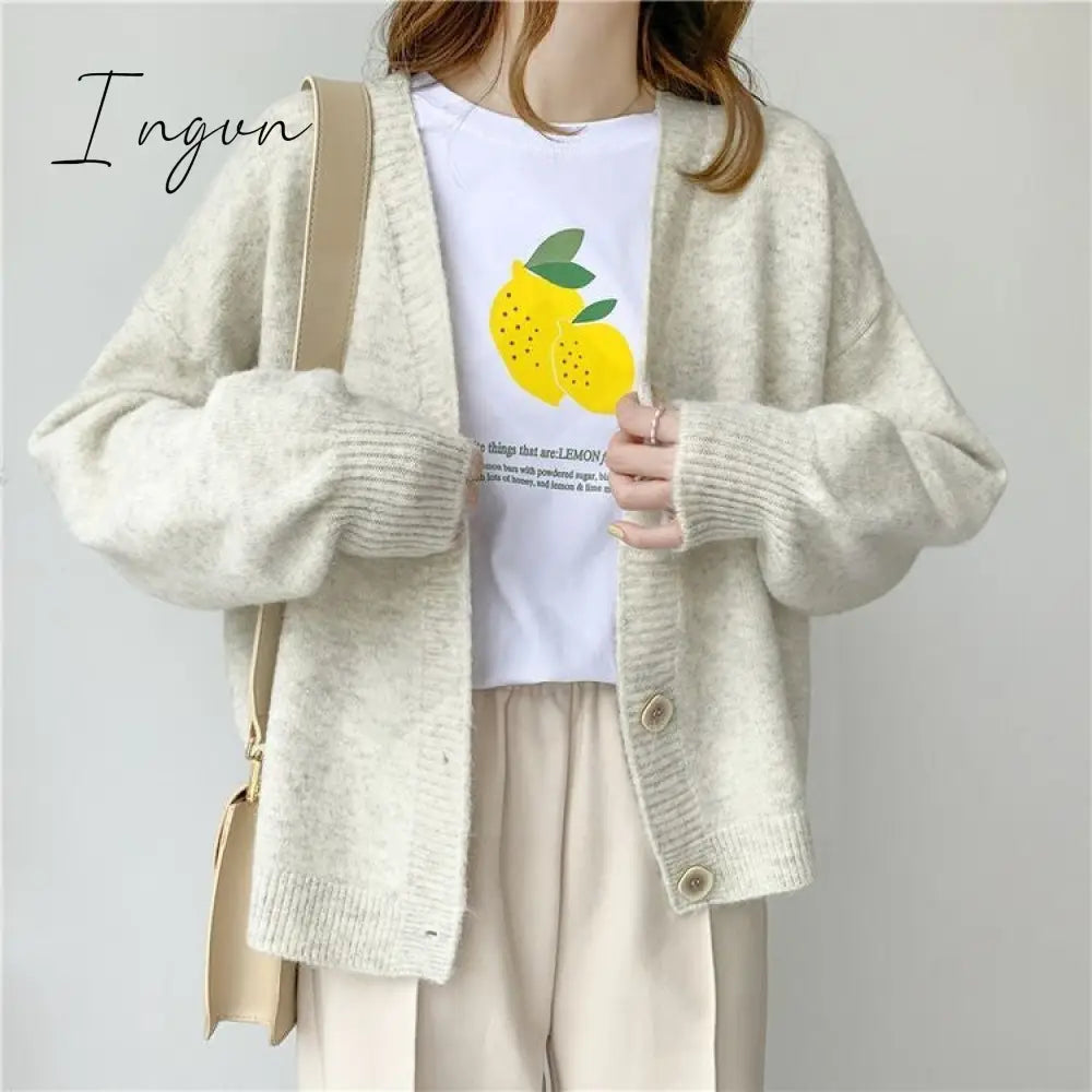 Ingvn - Women Cardigans Sweater Tops Cashmere Casual Sweater Jacket Chic Tops Woman's Sweater Cardigans jersey knit Jumpers