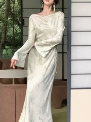 Ingvn - 2023 Autumn Vintage Midi Dress Women Casual Long Sleeve Slim Bodycon Elegant Dress Office Lady Even Party One Piece Dress Korean