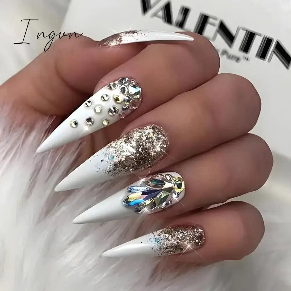 24Pcs 3D Long Almond False Nails Red Nude Ballet Stiletto Wearable Fake Nails MilkTea Color Jelly Full Cover Press On Nail Tips
