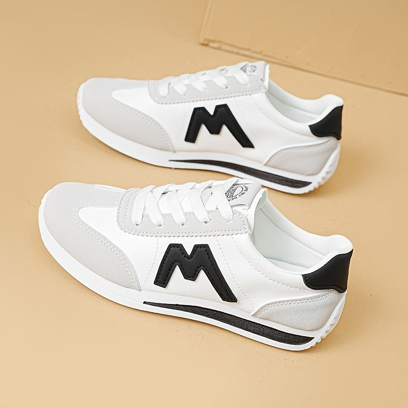 Women's Letter Decor Sneakers, Casual Lace Up Outdoor Shoes, Comfortable Low Top Shoes