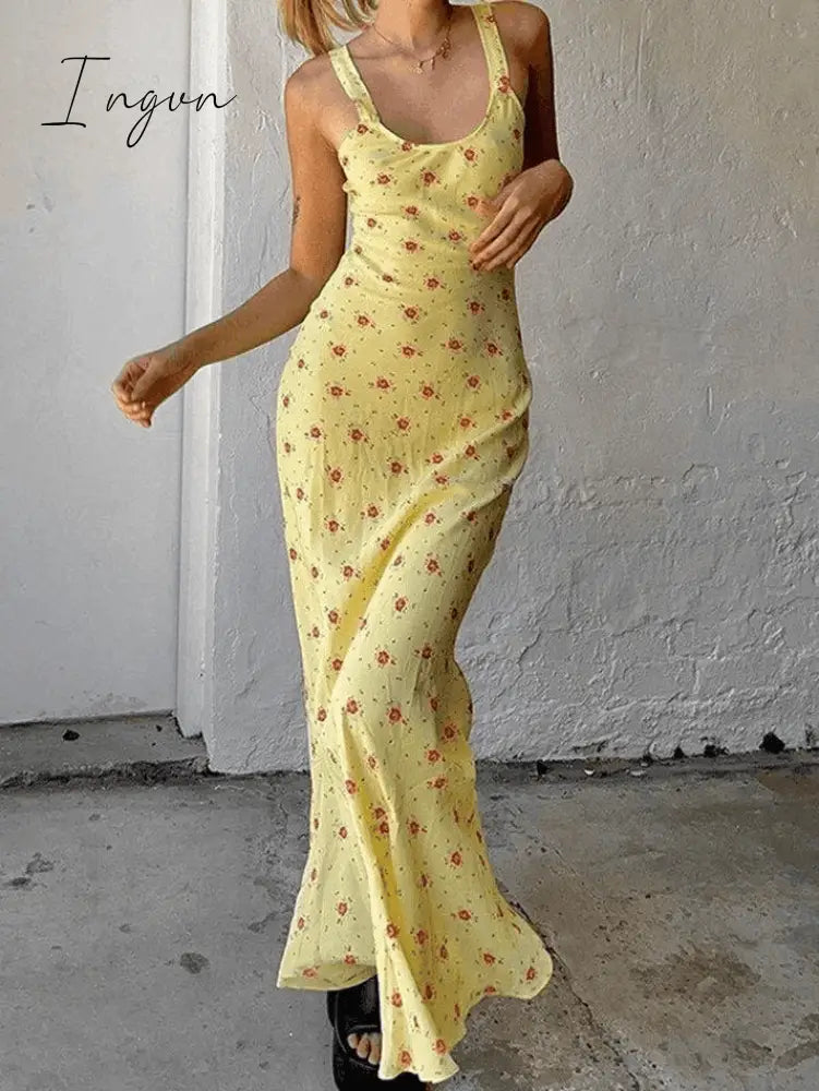 Ingvn - Summer Floral Print Maxi Dress