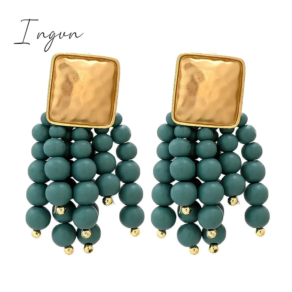 Ingvn - New Long Wooden Bead Chain Drop Dangle Earrings Statement Boho  Earring Fashion Trend Charm Jewelry for Women Summer Gift 2023