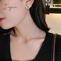 Exquisite Flower Zircon Stud Earrings For Women Leaves Geometric Rhinestone Earring Girl Party Birthday Christmas Jewelry Gifts