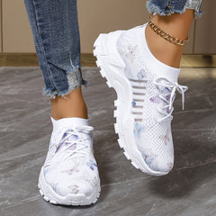 Stylish Butterfly Mesh Running Shoes - Road Running, Breathable Low-Cut Lightweight Comfortable Sneakers with Laces for Women - Perfect for Casual Daily Exercises and Outdoor Activities