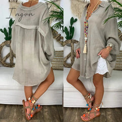 Ingvn - New Loose Women Cover Ups Swimwear White Beach Dress Cotton Beach Kimono Coverups for Women Swimsuit Cover Up Beach Woman