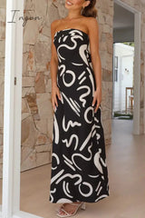 Ingvn - Sexy Geometric Print Backless Strapless Printed Dress Dresses