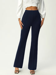 Elegant Women's High Waist Solid Flare Leg Pants for Work & Office, Stretchy and Comfortable