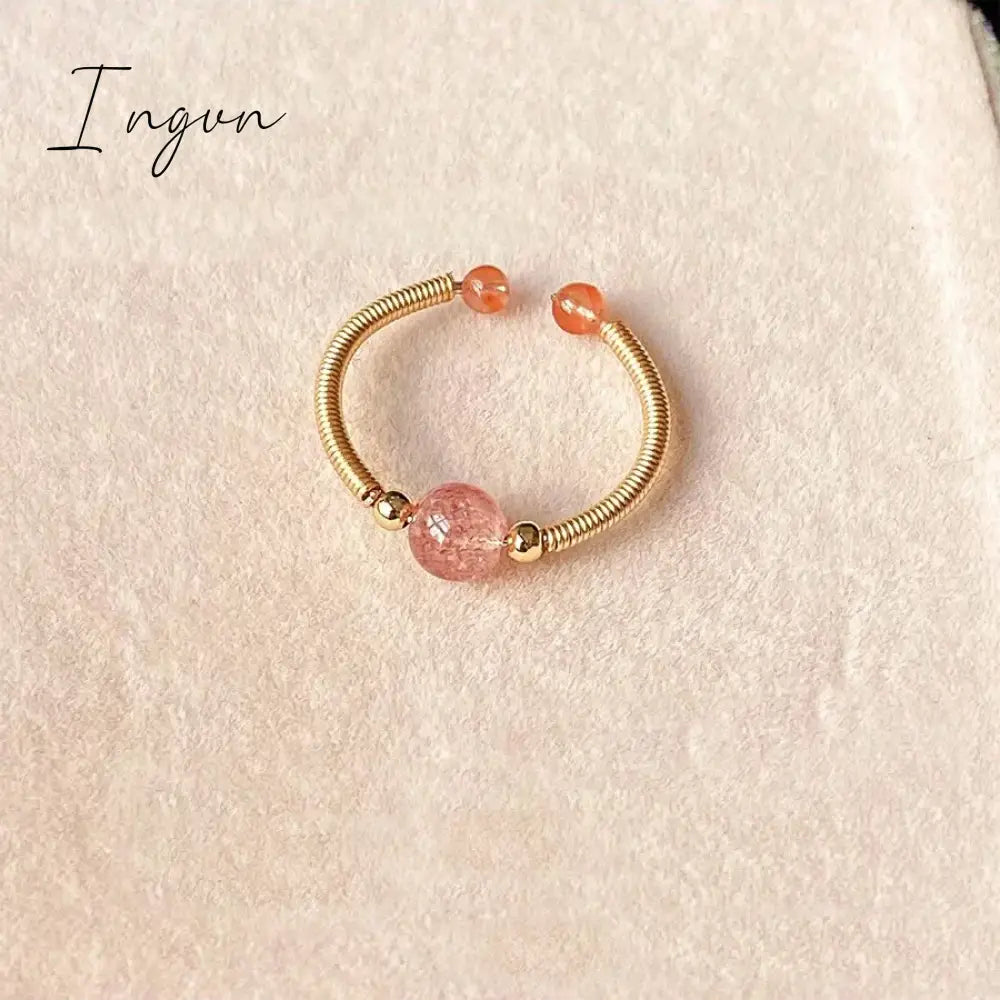 New Fashion Simple Colorful Crystal Natural Stone Opening Ring for Women Exquisite Copper Ring Sweet Elegant Party Jewelry
