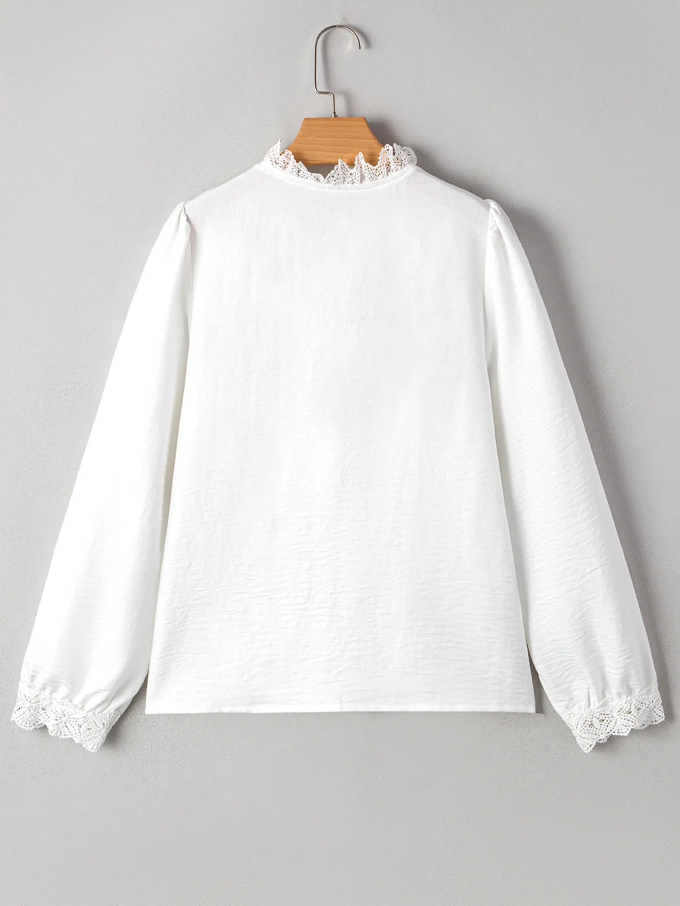 Lace Patchwork Buttoned Stand Neck Loose Shirt