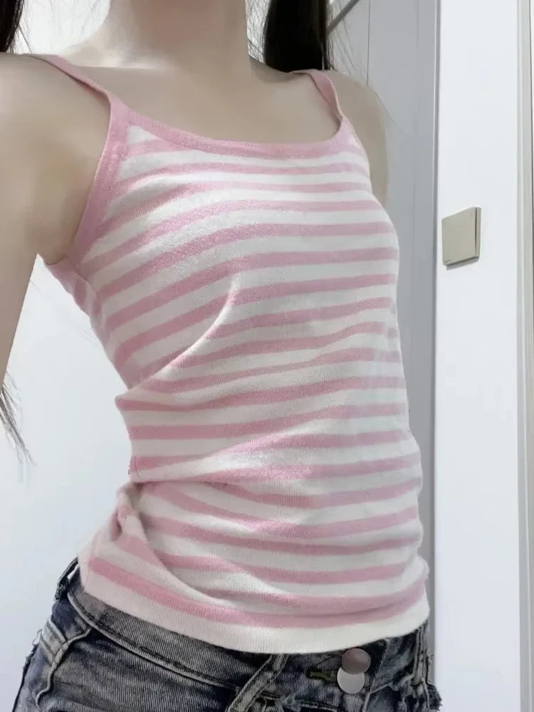 Y2k Crop Tops Vintage Clothes Aesthetic Print Basic Vest Summer Harajuku Sleeveless Slim 2000s Streetwear Goth Cami Emo Girl