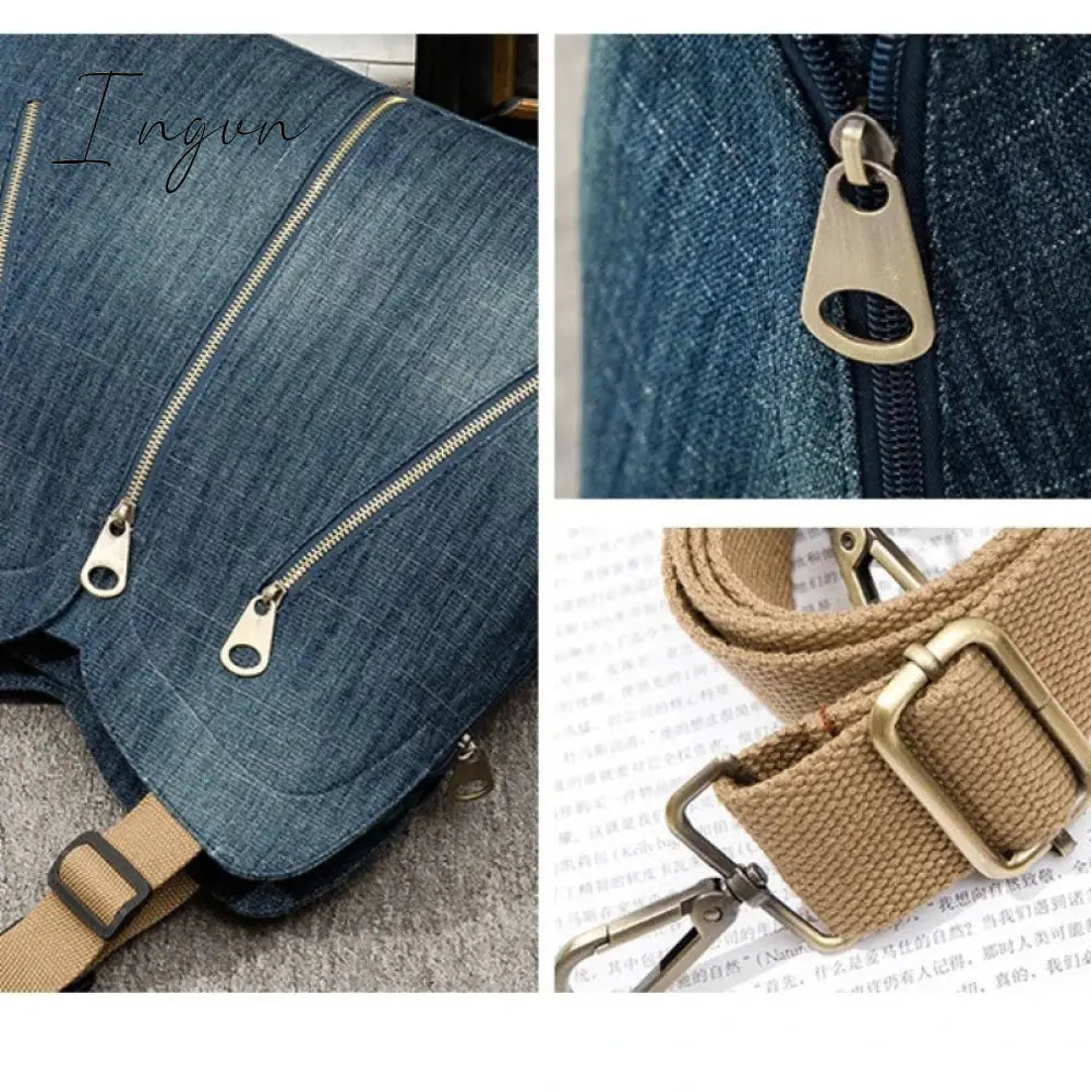 Ingvn - Women Large Capacity Tote Bag Quality Denim Handbag Luxury Ladies Shoulder Bag Light Blue bolso mujer 2024 Purse
