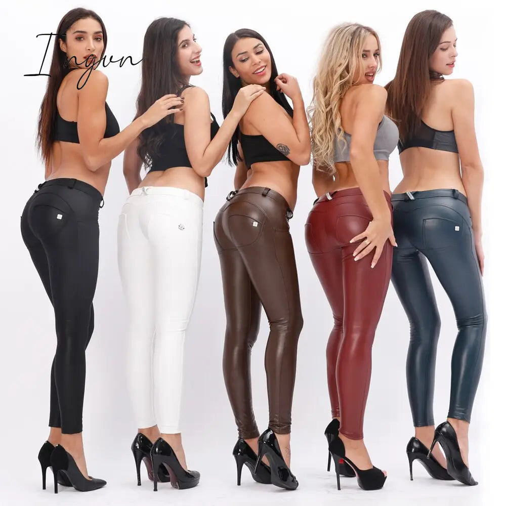 Ingvn - Melody Faux Leather Pants for Women Plus Sizes Skinny Leggings Latex Pencil Pu Pants Women's Clothing Fashion