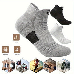 5 Pairs of Ultra-Comfortable Marathon Compression Socks - Moisture-Wicking, Breathable, and Quick-Drying for Outdoor Fitness and Sports - All-Season, Thin, and Stylish Knit Fabric Polycotton and Polyester Blend