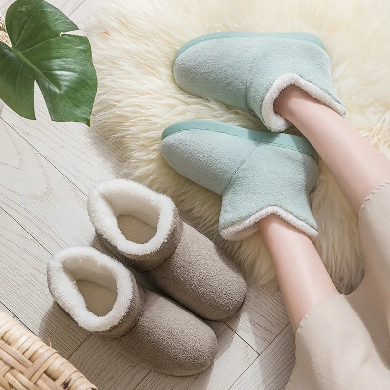 Ingvn  Women Winter Slippers Warm Plush Slip-on Couples Home Floor Shoes Anti-slip Comfortable Flats Female Soft Faux Fur Boots